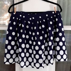 CROWN AND IVY Navy and White Polka Dot Skirt